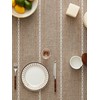 ZeeMart Hemstitched Embroidery Striped Boho Tablecloth 60x120 Inch Cocoa Brown,