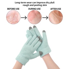 SPA Gloves for Dry Hands Overnight Moisturizing Gloves with Good Lining, Touch Screen Moisturizing Gloves for Women & Men Reusable Cotton Gloves for Eczema for Sleeping (Green)