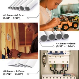 Heat Shrink Tubing Kit,14 Sizes White Heat Shrink Tube, Shrink Ratio 2:1 Electrical Shrink Tubing Wire Wrap Industrial Shrink Tubes Assortment for Wires Repairs, Soldering, Automotive Wiring