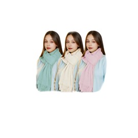 Women Scarf Shawl for All Season 3PCS Scarve Wrap Cotton Hemp, Mixed Color Green White Pink