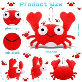 9 Pack Lobster Crab Stuffed Animal Lobster Crab Plush Cute Lobster Crab Doll Toy Soft Small Stuffed Lobster Crab Hanging Ornaments for Keys Purse Backpack Bags DIY Birthday Party Favors(Crab)
