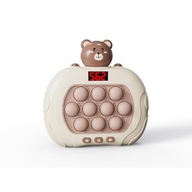 DecoBay Light Up Pop It Push Bubble Game Controller with Voice and Light, Electronic Popping it Squeeze Game for Adults and Kids, Sensory Fidget, Stress Anxiety Relief Toys (Brown Bear)