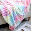 Plush Throw Blanket, Rainbow Tie-Dye Pattern, Super Soft Faux Fur,