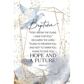 DEXSA Baptism Wood Plaque - Made in the USA - 6 in x 9 in - Vertical Frame Wall & Tabletop Decoration | Easel & Hanging Hook | "For I know the plans I have for you," declares the Lord," Jeremiah 29:11