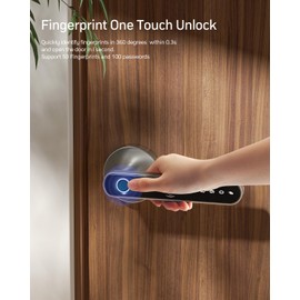 TMEZON Smart Door Lock Fingerprint, Keyless Entry Door Lock with Handle, APP/IC Cards/Codes/Keys/Fingerprints Biometric Electronic Keyless Entry Lock for Bedroom Home Hotel Office