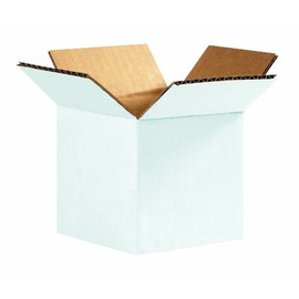 Aviditi 444W Corrugated Cardboard Box 4" L x 4" W x 4" H, White, for Shipping, Packing and Moving (Pack of 25)