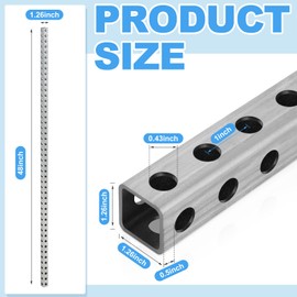 Blulu 1 Pcs 1-1/4x 48" Telescoping Perforated Tube, 14 Gauge Thick Telescoping Perforated Tube Galvanized Steel Square Tubing with Holes for Traffic Signs, Safety Facilities Columns
