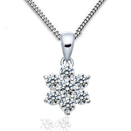 baobei crystal necklace jewellery set Cubic Zirconia shining sterling silver snowflake pendant necklace and stud earrings gift for women girls with silver chain jewellery box (f1469)