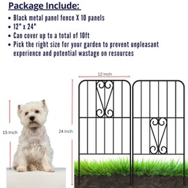 ShopLaLa Decorative Garden Fence Animal Barrier (10 Panels) 12in(L) x 24in(H) Rustproof Metal Wire Flower Bed Edging for Landscape with Swan Up Down Design, Border Panels Fencing Yard Patio Outdoor