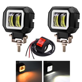 X-STYLE 20W Motorcycle Fog Lamp, 2 Colors, White + Yellow, LED Work Light, Work Light, 12 V, 24 V, DC, High Brightness, Waterproof, Long Life, Shock Resistant, Square Type, Universal Use, Switch