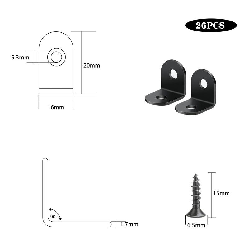 Drado L-Shaped Metal Fittings, Angle Fittings, Joint Alloy, Right Angle