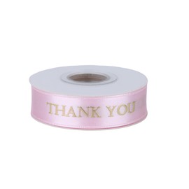 Meseey 5/8 Inch 10-Yard Spool Pink and Gold Print Thank You Satin Ribbon for Christmas,Birthday,Wedding,Craft Decoration Gift Wrapping,All Crafting and Sewing (Pink-Satin)