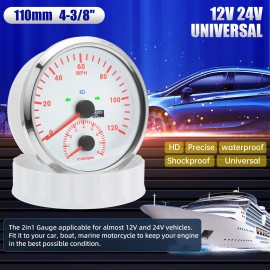 MAIMEIMI 110mm GPS Speedometer 0-120MPH with Tachometer Gauge 8000RPM for Boat Motorcycle