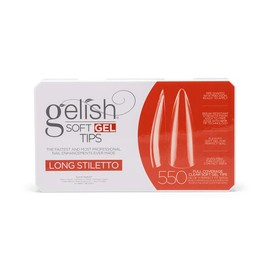 Gelish Soft Gel Nail Tips, Tips For Gel Nails, Nail Extension, Fake Nail Tips, Nail Tips Pre-shaped, Clear Acrylic Nails Gel Kit, False Nail Tip, Press on Nails (Long Stiletto, 550 Count)