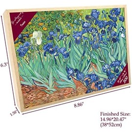 Rompecabezas de madera de 500 piezas para adultos, pinturas famosas de Van Gogh, regalos de lirios, rompecabezas de pintura decorativa (500 piezas)