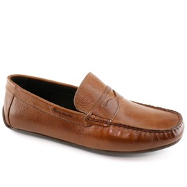 MJNY Mens Casual Comfortable Genuine Leather Lightweight Driving Moccasins Classic Fashion Penny Loafer Slip On Breathable Driving Loafer Cognac Grainy 10