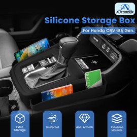 Autorder Silicone Center Console Organizer for 2023 2024 2025 Honda CRV CR-V Accessories Seat Gap Storage Box Soft Gear Shift Panel Trim Cover