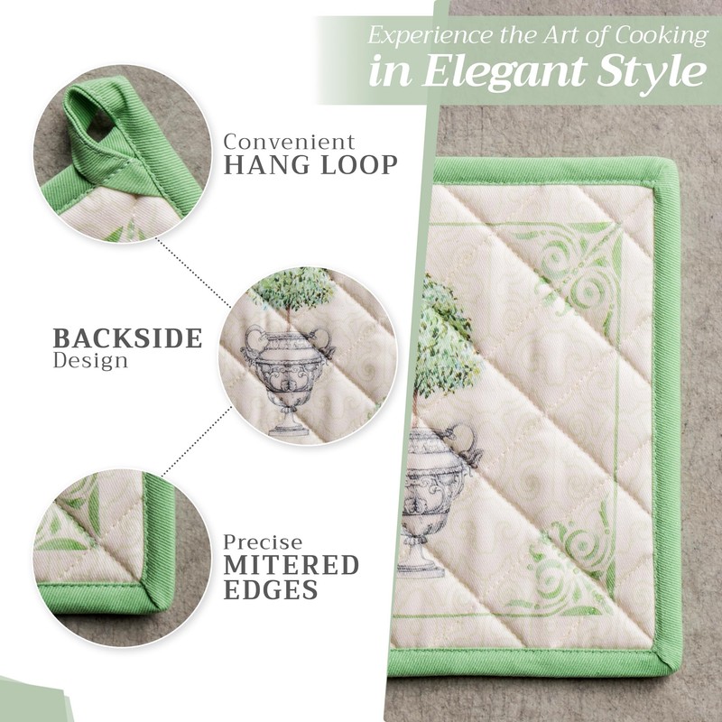 Maison d' Hermine Oven Mitt & Pot Holder 100% Cotton