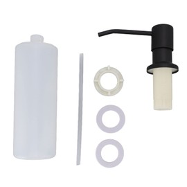 300 ml Kitchen Sink Soap Dispenser Countertop Soap Dispenser Pump Stainless Steel Plastic 360 Degree Rotation Multifunctional Liquid Soap Dispenser for Kitchen (Black)