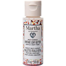 Martha Stewart Crafts Family Friendly Multi-Surface Vintage Leaf Glitter Acrylic Craft Paint, Orange Sorbet