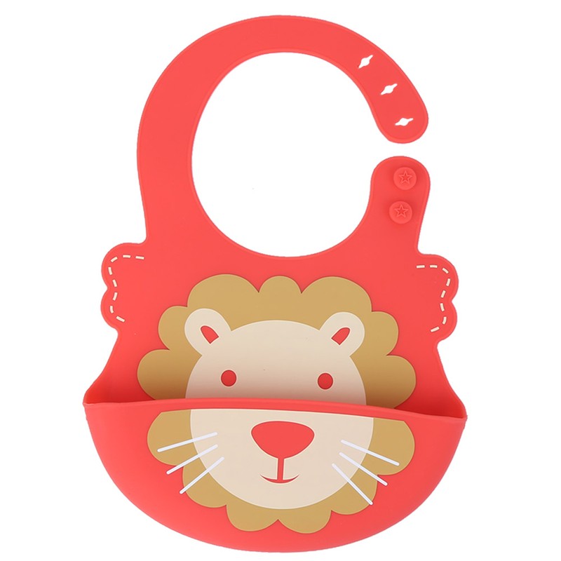 Baby Bib Washable Waterproof Superbib Reusable Infant Cartoon Feeding TowelRed