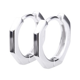 LOKUMI svc-3 Earrings, Made in Japan, 925 Silver, Hexagon Hoop Earrings, Hexagonal, Sterling Silver, 925, Catchless, Plain, Small, Ring Earrings, Simple, Popular, Nickel-Free, Gift, Hypoallergenic