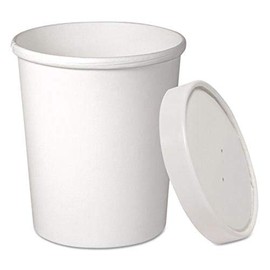 Solo KHB32A-2050 32 oz White Paper Food Container And Lid (Case of 250 Containers w/Lids)