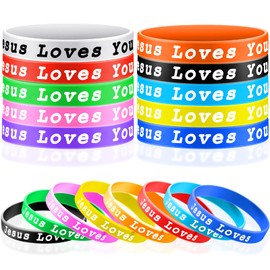 Skylety Jesus Loves You Silicone Wristbands Rubber Wristbands Colorful Jesus Loves You Silicone Wristbands Christian Rubber Wristbands for Kids Novelty Party Favors (10 Pieces)