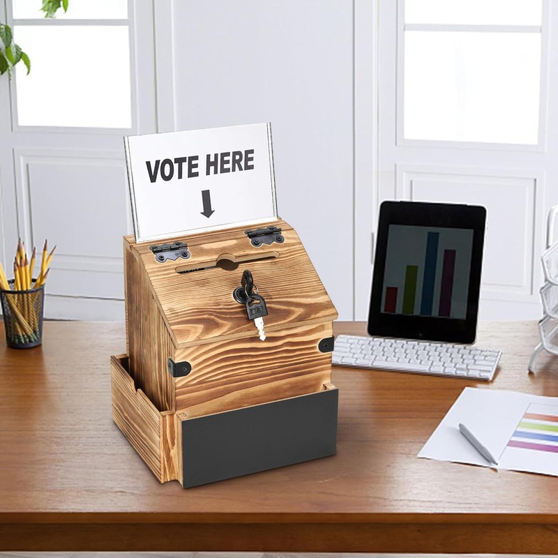 Optyuwah Wooden Suggestion Box, Name Plate Letter Box with Newspaper