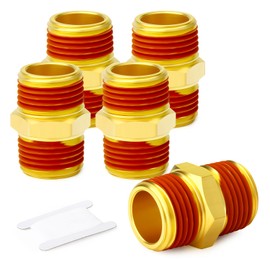 GASHER 1PCS Brass Pipe Fitting, Hex Nipple, 1" Male Pipe x 1" Male Pipe With Sealant