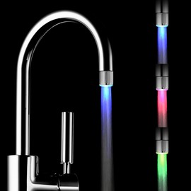 2 Pack Colorful LED Water Faucet with 3 Colors Changing Temperature Control, RC-F03 Water Stream Faucet Tap for Kithen and Bathrooms.
