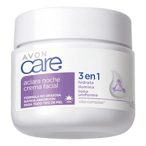 Crema Facial Aclara Noche 100gr Avon Care 3 En 1