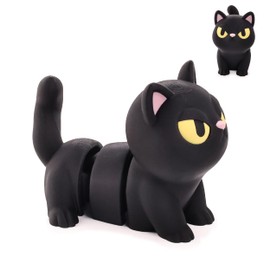 VABAO 3D Printed Articulated Animal Figurines Set, Flexible Zoo Fidget Toys for Desk Decor, Collectibles Gifts (Black Cat)