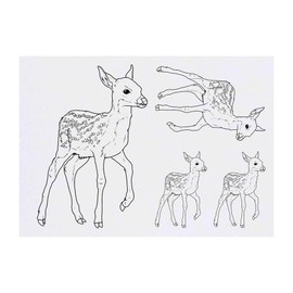 4 x 'Young Deer' Temporary Tattoos - Water Resistant, Skin-Safe, Non-Toxic Transfers, Mixed Sizes (TO00085154)