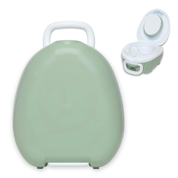 My Carry Potty - Green Pastel Travel Potty, Award-Winning Portable Toddler Toilet Seat for Kids to Take Everywhere