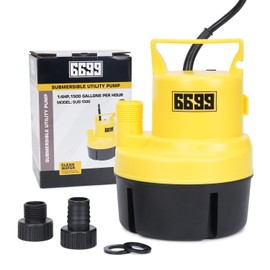 6699 Submersible Sump Pump 1/4 HP 1500GPH Utility Pump Thermoplastic Electric Portable Transfer Water Pump with 10-Foot Cord for Pool Tub Garden Pond Draining Tankless Heater Flushing
