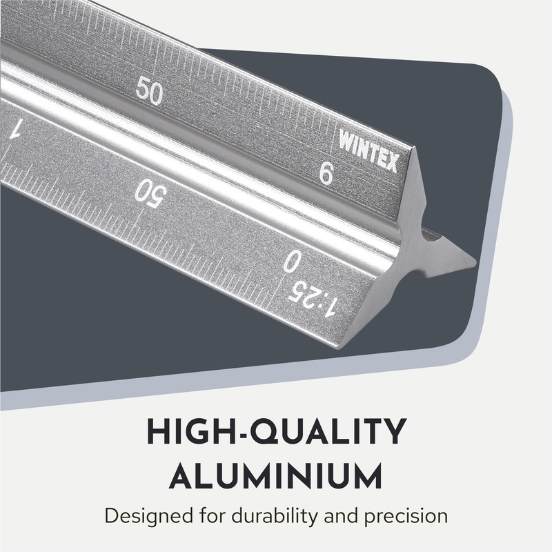 Wintex Triangular Ruler Silver – High Quality Aluminium Ruler 30