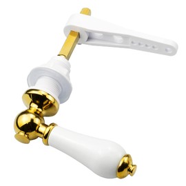 Hinata Gold Plated Metal Handle for Toilet Cistern Lever Flush Handle Replacement Flush Lever Kit Ceramic Handle Toilet Flusher Handle with Adjustable Arm- Gold