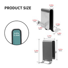 Lannitan 4-PCS Over Shower Door Towel Hooks for Frameless Glass, Stainless Steel Double-Sided Non-Slip Towel Hooks for Towels, Razor, Robes,Bath Towels, Bathroom Glass Door Towel Holder (4, Silver)