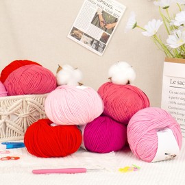 Katech 20 Skeins Cotton Yarn for Crocheting-Sport Weight Yarn 55% Cotton 45% Acrylic-Milk Cotton Yarn Kit-Knitting/Crochet Starter Kit（Color C）