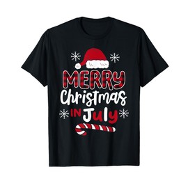 Merry Christmas in July Buffalo Plaid Men Women Kids T-Shirt