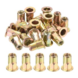 sourcing map 40Pcs Half Hex Body Flange Rivet Nut, M3 Flat Head Carbon Steel Thread Insert Nut Zinc Plated