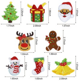 Christmas Embroidered Patches Christmas Iron on Patches for Kid Adult Cute Christmas Tree Santa Claus Festive Designs Embroidery Appliques Patches for Clothing (christmas)