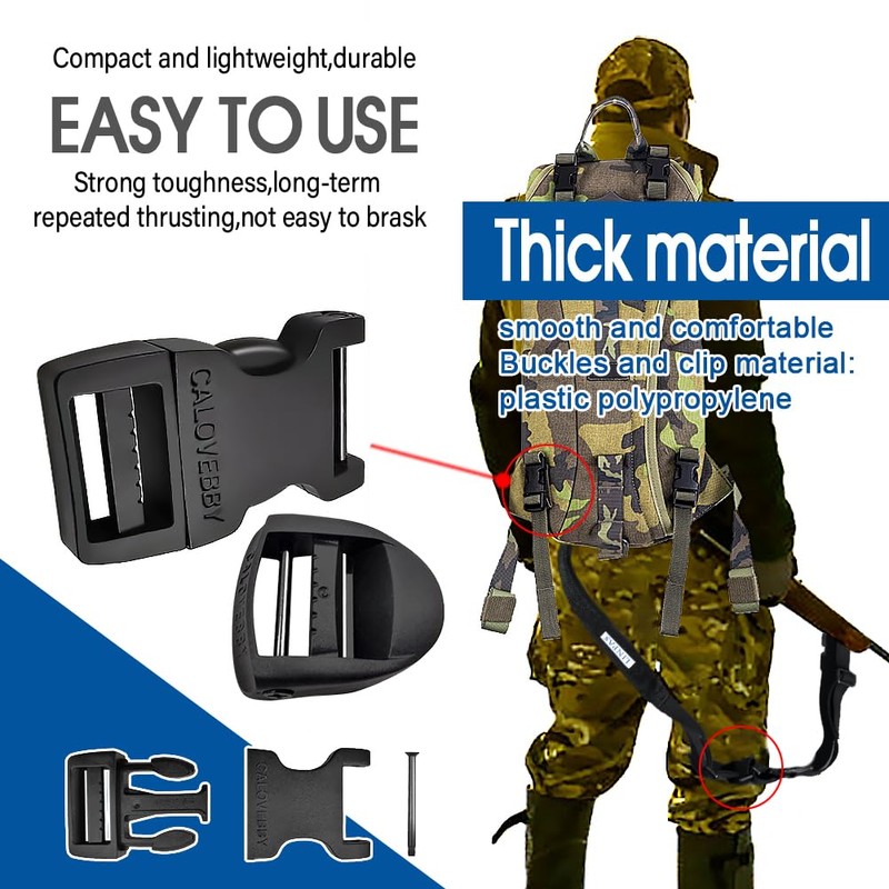 Deluxsa Field Repair Buckle for Straps 1 Inch Plastic Adjustable