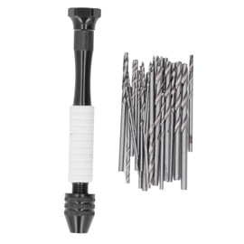 Walfront 49 Unids/Set Mini Juego de Taladros de Mano Mini Pin Vise Hand Hobby Taladro HSS Micro Twist Drills Bit, Taladro manual, Mini taladro para manualidades para DIY Brocas de Punta Perforada