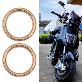eMagTech 10Pcs Pit Bike Copper Exhaust Gasket Fits Monkey Bike Compatible with Honda C90 90cc 110cc 125cc 140cc 32 x 24.5mm Motorcycle Accessories