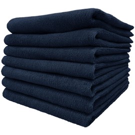 8 Year Towels, Face Towels, 13.4 x 33.5 inches (34 x 85 cm), 100% Cotton, Thin, Quick Drying, Highly Absorbent, Durable, No Bulk, Navy, Set of 7