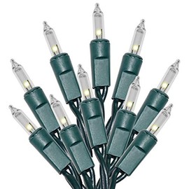 Clear Christmas Lights Green Wire, 100 Incandescent Mini String Lights Set for Indoor Outdoor Holiday Lighting Decoration, Christmas Tree Lights, Static Flashing UL Certified