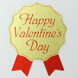 Valentine's Day Stickers (Ribbon Shape, Gold/Red) (100 Pieces) [k-014-]