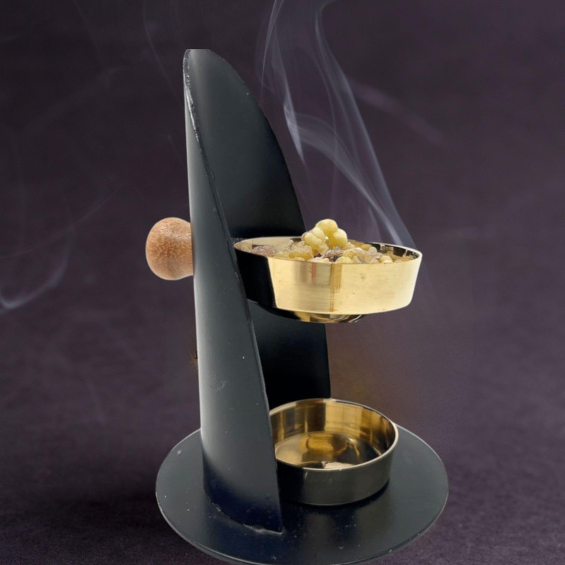TRINTURA Incense Burner Height Adjustable Black Gold Includes 20g Boswelia